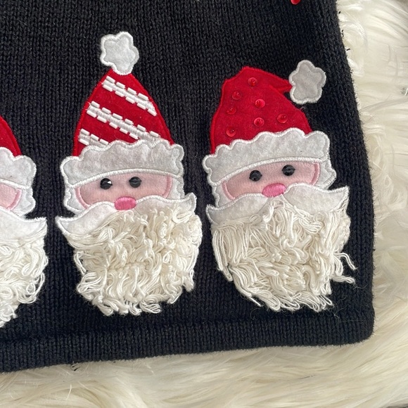Classic elements vintage vtg beaded snowflake black Santa ugly Christmas sweater - Picture 10 of 16